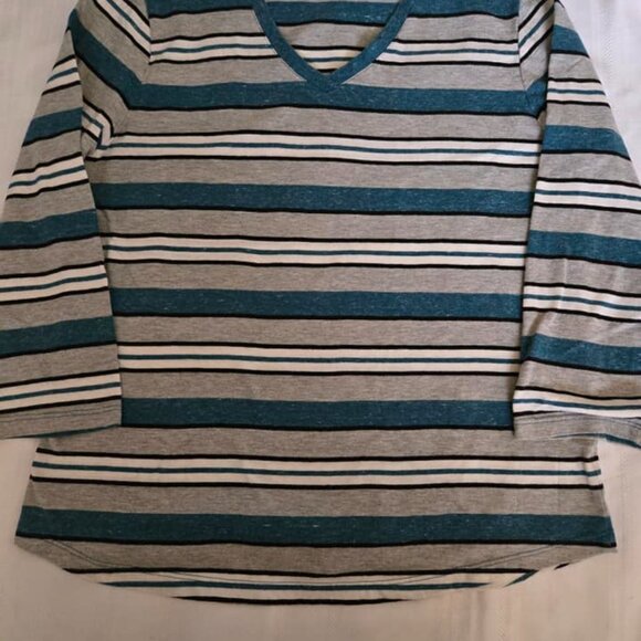 Men's Size Medium Blue/Gray/White & Black Long Sleeve V-Neck - Picture 4 of 8